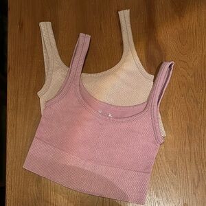 Buckle Pink and Cream Sleeveless Crop Tank Top